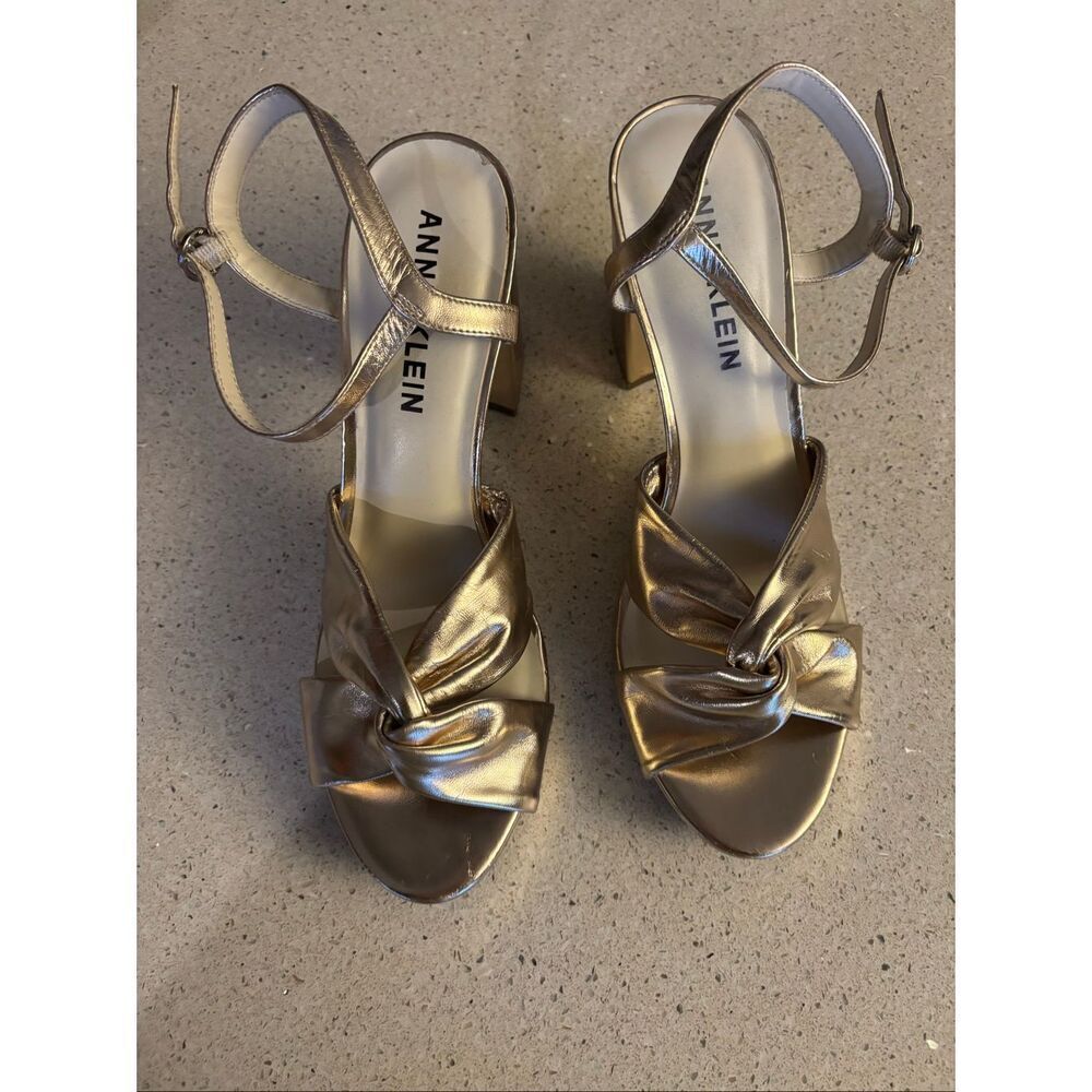 ￼ Anne Klein, gold block heels